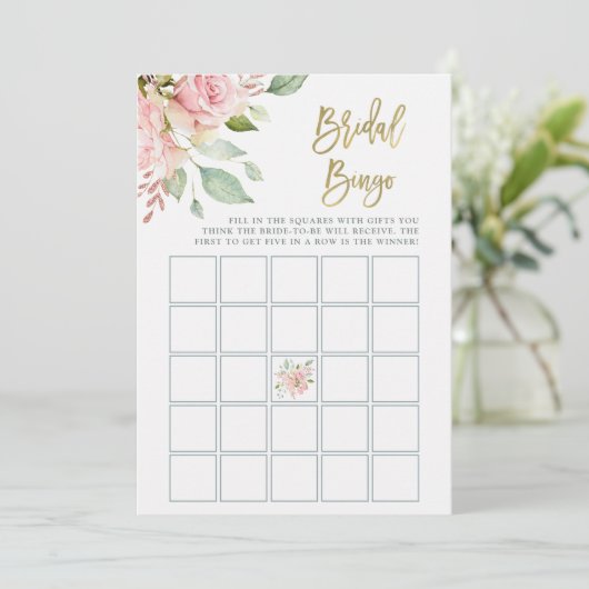 ピンクかわいらしのバラ |ブライダルシャワービンゴゲームカード アドバイスカード (スタンド正面)
