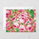 ピンクかわいらしのバラ ポストカード (正面/裏面)
