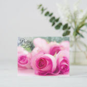 ピンクかわいらしのバラ ポストカード (スタンド正面)