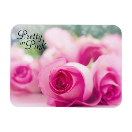 ピンクかわいらしのバラ マグネット