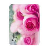 ピンクかわいらしのバラ マグネット (縦)