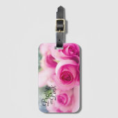 ピンクかわいらしのバラ ラゲッジタグ (正面縦)