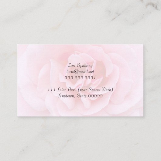 ピンクかわいらしのバラ 名刺 (裏面)