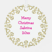 ピンクかわいらしのバレエ靴と花パーソナライズされた メタルオーナメント (裏面)