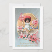 ピンクかわいらしのバレンタインの花を飾ったヴィンテージ シーズンカード (正面)