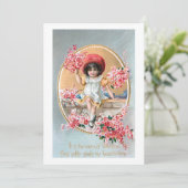 ピンクかわいらしのバレンタインの花を飾ったヴィンテージ シーズンカード (スタンド正面)