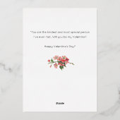 ピンクかわいらしのバレンタインの花を飾ったヴィンテージ 箔シーズンカード (裏面)