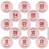 ピンクかわいらしのバレーボールのスポーツをテーマにしたお祝い シール (正面)