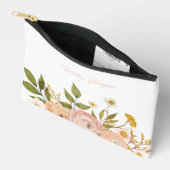 ピンクかわいらしのパーソナライズされたフローラ アクセサリーポーチ (見開き)