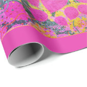 ピンクかわいらしのパーティーバルーン明るいピンクの青金ゴールド ラッピングペーパー (ロールコーナー)