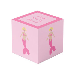 ピンクかわいらしのファンタジーマーメイドカスタムフォトアップロード フォトキューブ