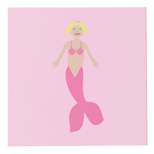 ピンクかわいらしのファンタジーマーメイドカスタムフォトアップロード フォトキューブ (正面)