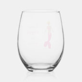 ピンクかわいらしのファンタジーマーメイドカスタムメッセージ ステムなしワイングラス (裏面)