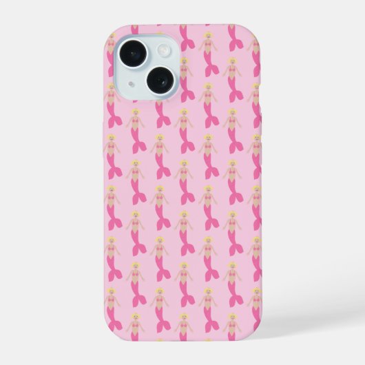 ピンクかわいらしのファンタジー人魚パターン(の模様が)ある iPhone 15ケース (裏面)