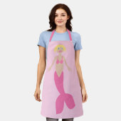 ピンクかわいらしのファンタジー人魚 エプロン (着用した状態)