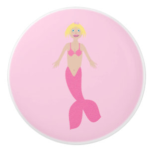 ピンクかわいらしのファンタジー人魚 セラミックノブ