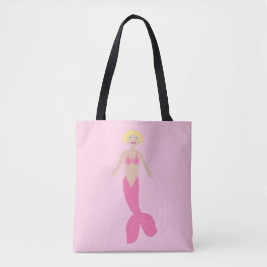 ピンクかわいらしのファンタジー人魚 トートバッグ (正面)