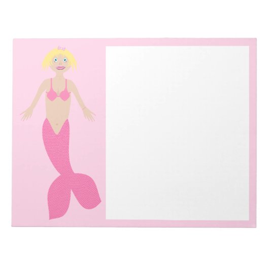 ピンクかわいらしのファンタジー人魚 ノートパッド (正面)