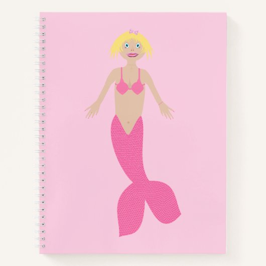 ピンクかわいらしのファンタジー人魚 ノートブック (正面)