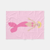 ピンクかわいらしのファンタジー人魚 フリースブランケット (正面(横))