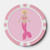 ピンクかわいらしのファンタジー人魚 ポーカーチップ (正面)