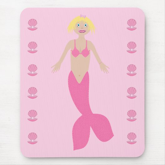 ピンクかわいらしのファンタジー人魚 マウスパッド (正面)