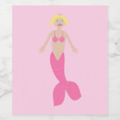 ピンクかわいらしのファンタジー人魚 ワインラベル (シングルラベル)
