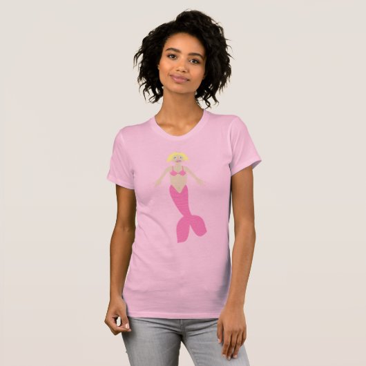 ピンクかわいらしのファンタジー人魚 Tシャツ (正面フル)