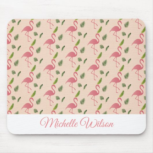 ピンクかわいらしのフラミンゴ熱帯カスタム文字 マウスパッド (正面)