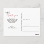 ピンクかわいらしのフレームで写真の誕生のお知らせ ポストカード (裏面)