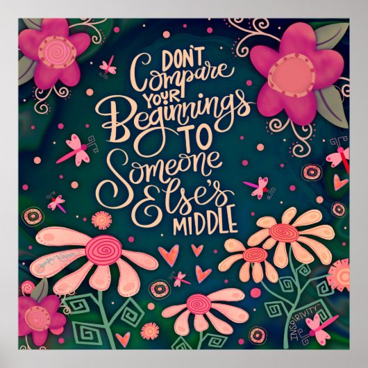 ピンクかわいらしのフローラは比較インスパイアしない引用文 ポスター (正面)