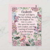 ピンクかわいらしのフローラガーデンの鳥類箴言31聖書 ポストカード (正面/裏面)