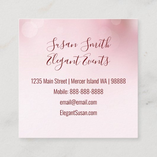 ピンクかわいらしのフローラスクリプフェミニンさくらんぼの花 スクエア名刺 (裏面)