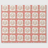 ピンクかわいらしのフローラハッピーバースデーの名前の追加 ラッピングペーパー (フラット)