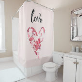 ピンクかわいらしのフローラハート シャワーカーテン (インサイチュ)
