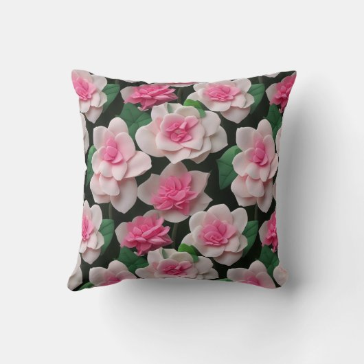 ピンクかわいらしのフローラピンクのバラのピンクのダリアス牡丹 クッション (裏面)