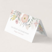 ピンクかわいらしのフローラブーケオンホワイト 名刺 (正面)