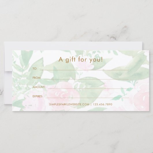 ピンクかわいらしのフローラプリントギフト券 (裏面)