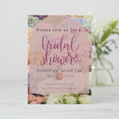 ピンクかわいらしのフローラモダンブライダルシャワー 招待状 (スタンド正面)