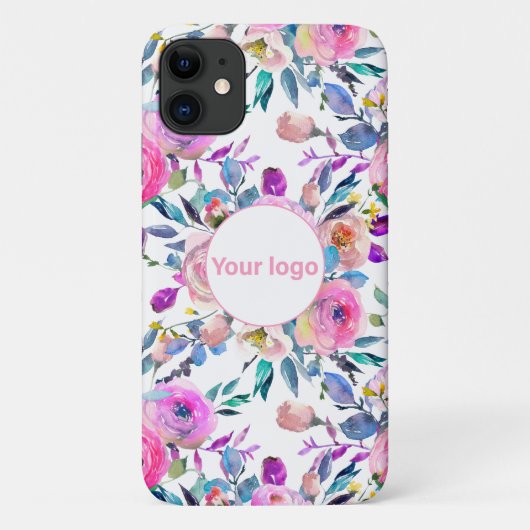 ピンクかわいらしのフローラロゴの追加 Case-Mate iPhoneケース (裏面)