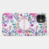 ピンクかわいらしのフローラロゴの追加 Case-Mate iPhoneケース (裏面(横))