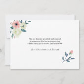 ピンクかわいらしのフローラ手紙の妊娠の発表 招待状 (裏面)