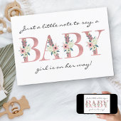 ピンクかわいらしのフローラ手紙の妊娠の発表 招待状