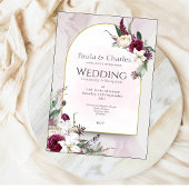 ピンクかわいらしのフローラ結婚式招待状 招待状