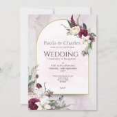 ピンクかわいらしのフローラ結婚式招待状 招待状 (正面)