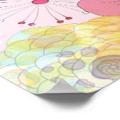 ピンクかわいらしのフローラ赤ちゃんシャワー ポスター (角)