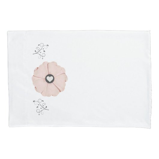 ピンクかわいらしのフローラ/つる植物標準ピラロケースセット 枕カバー (正面左)