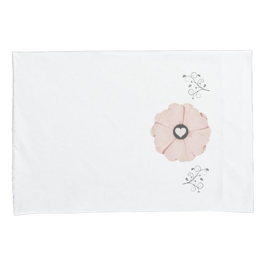 ピンクかわいらしのフローラ/つる植物標準ピラロケースセット 枕カバー (正面右)