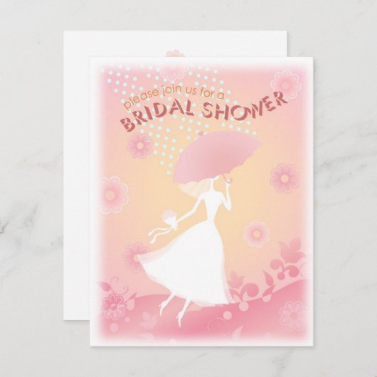 ピンクかわいらしのブライダルシャワーの招待状 招待状 (正面/裏面)