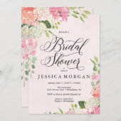ピンクかわいらしのブライダルシャワー招待カード 招待状 (正面/裏面)